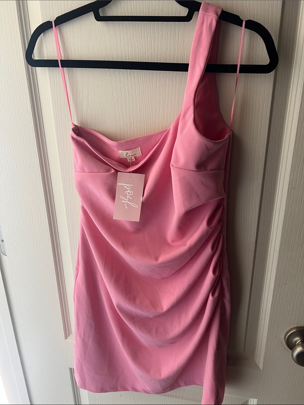 Lena Pink Shift Dress with Tag Detail